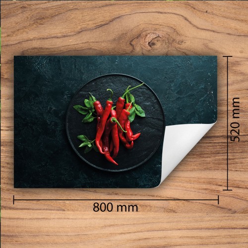 Mata ochronna na kuchenkę indukcyjną 80x52 cm - Mata antypoślizgowa na blat - Płyta ochronna zwijana - Dekoracja do kuchni - Więcej miejsca - Chili Czerwona