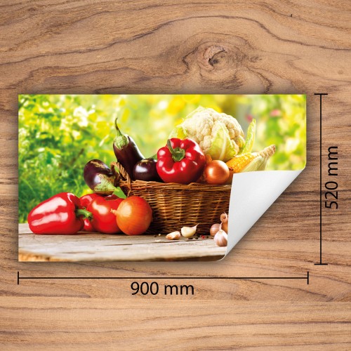 Mata ochronna na kuchenkę indukcyjną 90x52 cm - Mata antypoślizgowa na blat - Płyta ochronna zwijana - Dekoracja do kuchni - Więcej miejsca - Warzywa Kolorowa