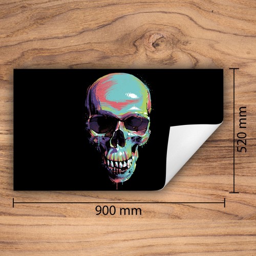 Mata ochronna na kuchenkę indukcyjną 90x52 cm - Mata antypoślizgowa na blat - Płyta ochronna zwijana - Dekoracja do kuchni - Więcej miejsca - Czarna czaszka