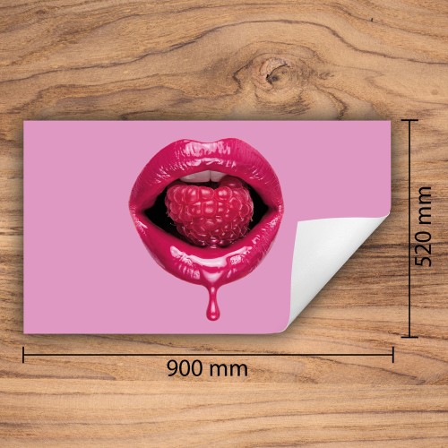 Mata ochronna na kuchenkę indukcyjną 90x52 cm - Mata antypoślizgowa na blat - Płyta ochronna zwijana - Dekoracja do kuchni - Więcej miejsca - Różowe usta