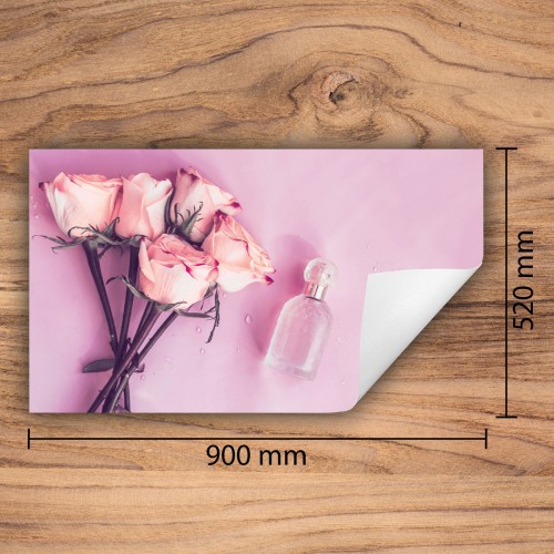 Mata ochronna na kuchenkę indukcyjną 90x52 cm - Mata antypoślizgowa na blat - Płyta ochronna zwijana - Dekoracja do kuchni - Więcej miejsca - Róże Kwiaty