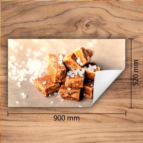 Mata ochronna na kuchenkę indukcyjną 90x52 cm - Mata antypoślizgowa na blat - Płyta ochronna zwijana - Dekoracja do kuchni - Więcej miejsca - Brązowa słodycze