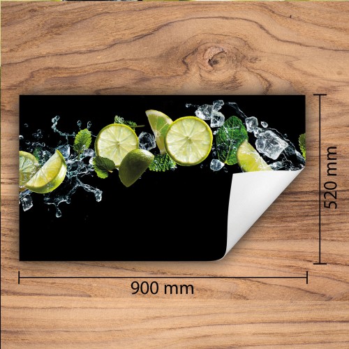 Mata ochronna na kuchenkę indukcyjną 90x52 cm - Mata antypoślizgowa na blat - Płyta ochronna zwijana - Dekoracja do kuchni - Więcej miejsca - Limonka Czarna