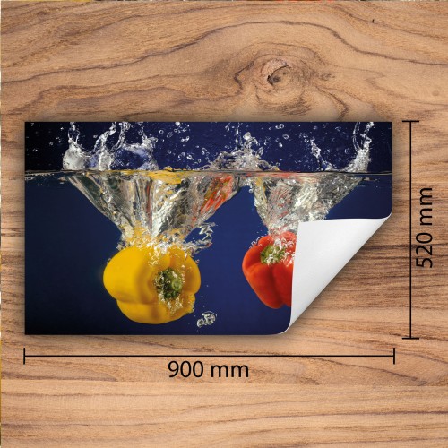 Mata ochronna na kuchenkę indukcyjną 90x52 cm - Mata antypoślizgowa na blat - Płyta ochronna zwijana - Dekoracja do kuchni - Więcej miejsca - Kolorowa papryka
