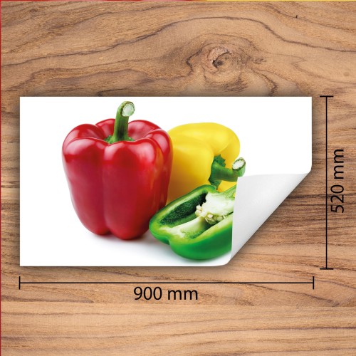 Mata ochronna na kuchenkę indukcyjną 90x52 cm - Mata antypoślizgowa na blat - Płyta ochronna zwijana - Dekoracja do kuchni - Więcej miejsca - Biała papryka