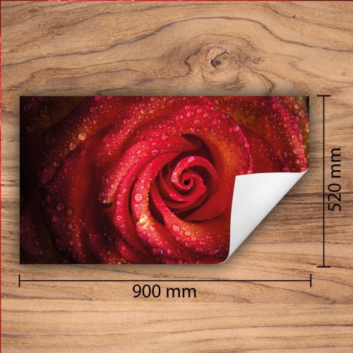 Mata ochronna na kuchenkę indukcyjną 90x52 cm - Mata antypoślizgowa na blat - Płyta ochronna zwijana - Dekoracja do kuchni - Więcej miejsca - Czerwona róża