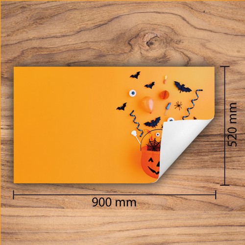 Mata ochronna na kuchenkę indukcyjną 90x52 cm - Mata antypoślizgowa na blat - Płyta ochronna zwijana - Dekoracja do kuchni - Więcej miejsca - Pomarańcz Halloween