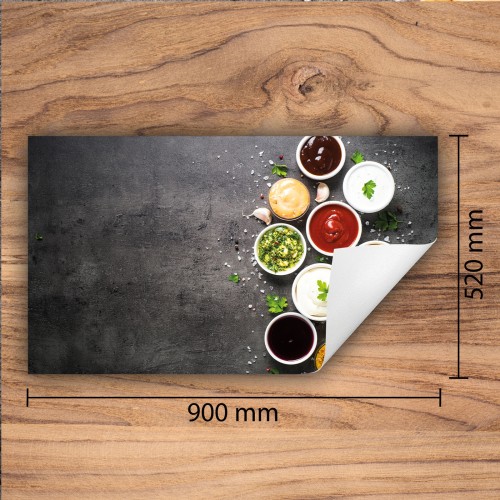Mata ochronna na kuchenkę indukcyjną 90x52 cm - Mata antypoślizgowa na blat - Płyta ochronna zwijana - Dekoracja do kuchni - Więcej miejsca - Przyprawy łupek