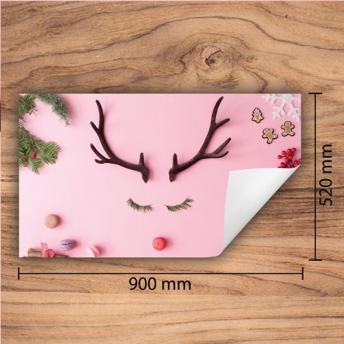 Mata ochronna na kuchenkę indukcyjną 90x52 cm - Mata antypoślizgowa na blat - Płyta ochronna zwijana - Dekoracja do kuchni - Więcej miejsca - Jeleń różowa
