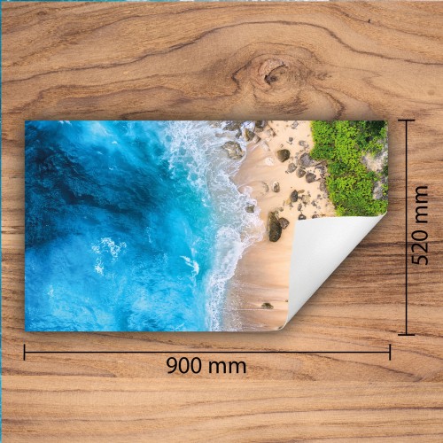 Mata ochronna na kuchenkę indukcyjną 90x52 cm - Mata antypoślizgowa na blat - Płyta ochronna zwijana - Dekoracja do kuchni - Więcej miejsca - Plaża Morze