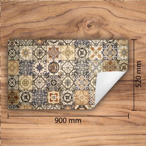 Mata ochronna na kuchenkę indukcyjną 90x52 cm - Mata antypoślizgowa na blat - Płyta ochronna zwijana - Dekoracja do kuchni - Więcej miejsca - Mozaika Brązowa