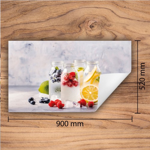 Mata ochronna na kuchenkę indukcyjną 90x52 cm - Mata antypoślizgowa na blat - Płyta ochronna zwijana - Dekoracja do kuchni - Więcej miejsca - Owoce deserowe