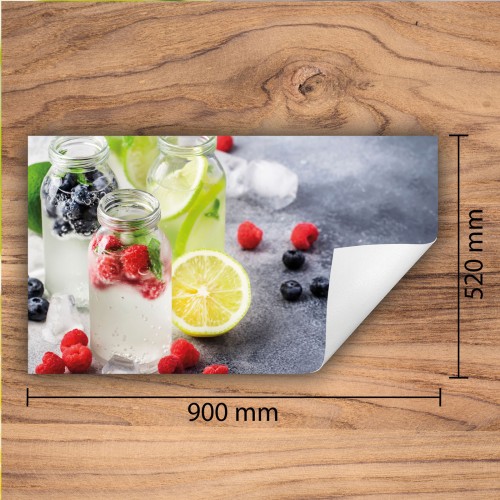 Mata ochronna na kuchenkę indukcyjną 90x52 cm - Mata antypoślizgowa na blat - Płyta ochronna zwijana - Dekoracja do kuchni - Więcej miejsca - Deser owocowy