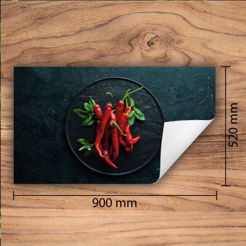 Mata ochronna na kuchenkę indukcyjną 90x52 cm - Mata antypoślizgowa na blat - Płyta ochronna zwijana - Dekoracja do kuchni - Więcej miejsca - Chili Czerwona
